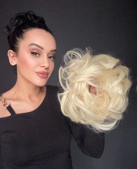 Saçlı Lastikli Topuz Toka -