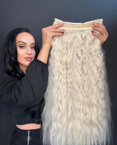 Örgü Dalgalı Yarım Ay + 2 Yan Çıt Çıt set