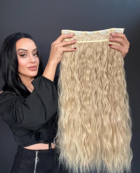 Örgü Dalgalı Yarım Ay + 2 Yan Çıt Çıt set