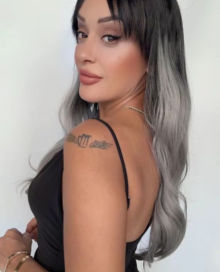 Siyah Gri Dalgalı Medikal Peruk