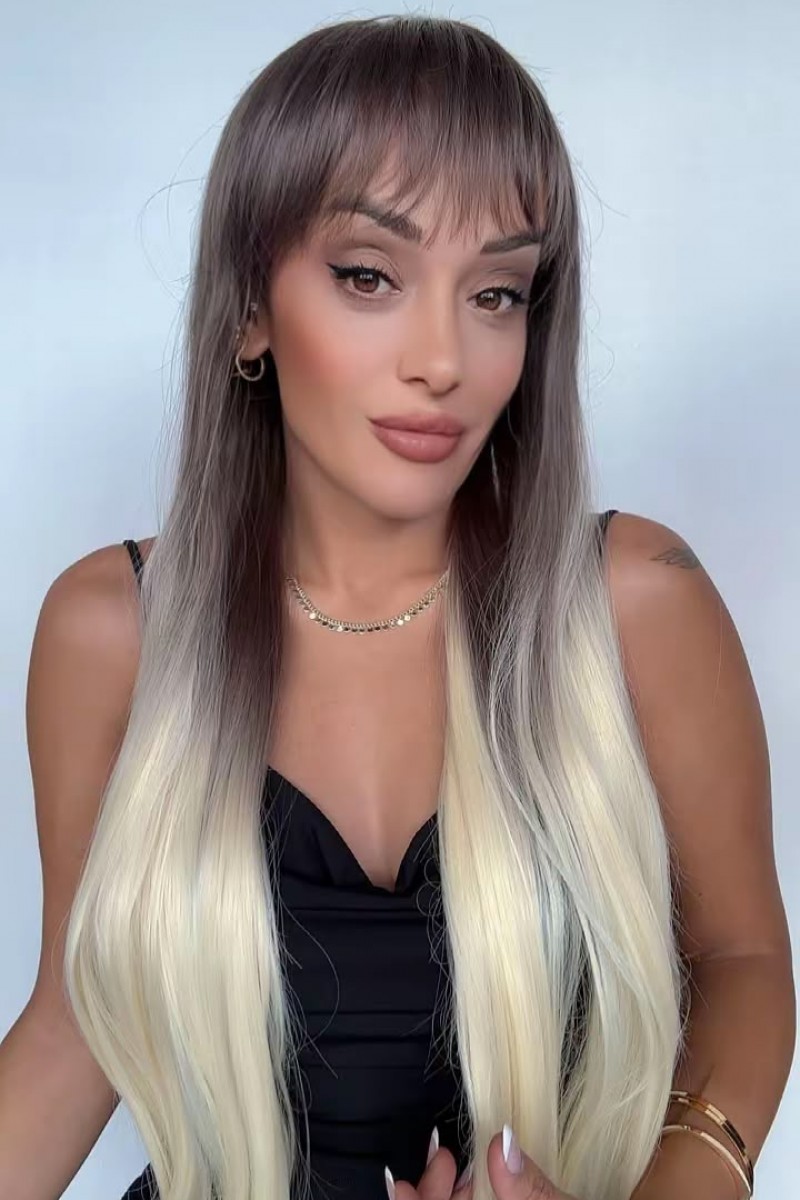 Kumral Sarı Ombreli Uzun Medikal Peruk