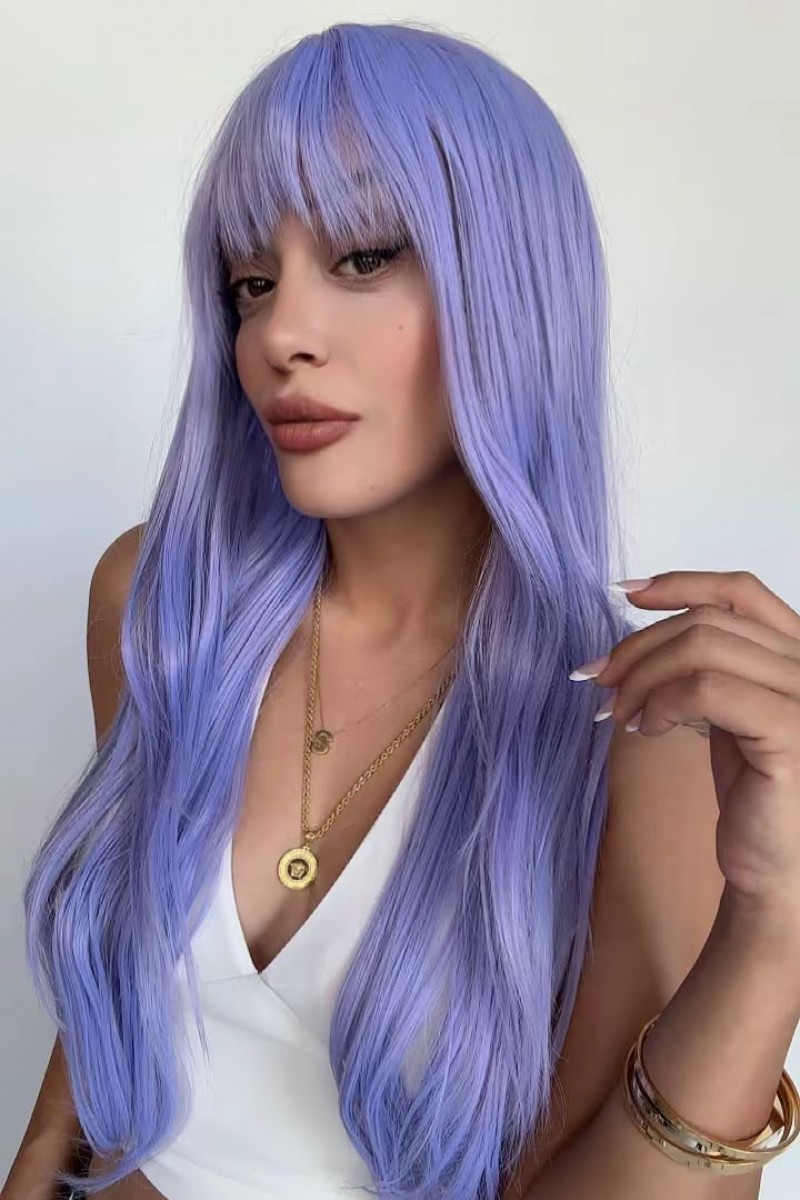 Mor Uzun Perçemli Cosplay Peruk