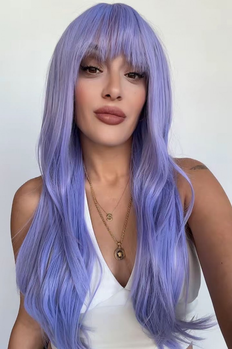 Mor Uzun Perçemli Cosplay Peruk