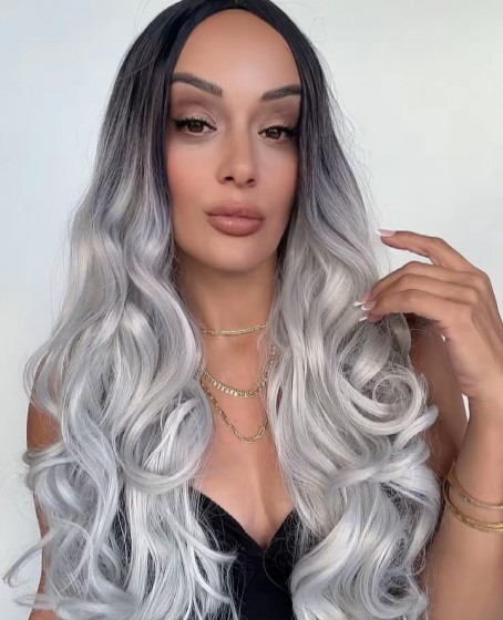 Siyah Açık Gri Medikal Peruk