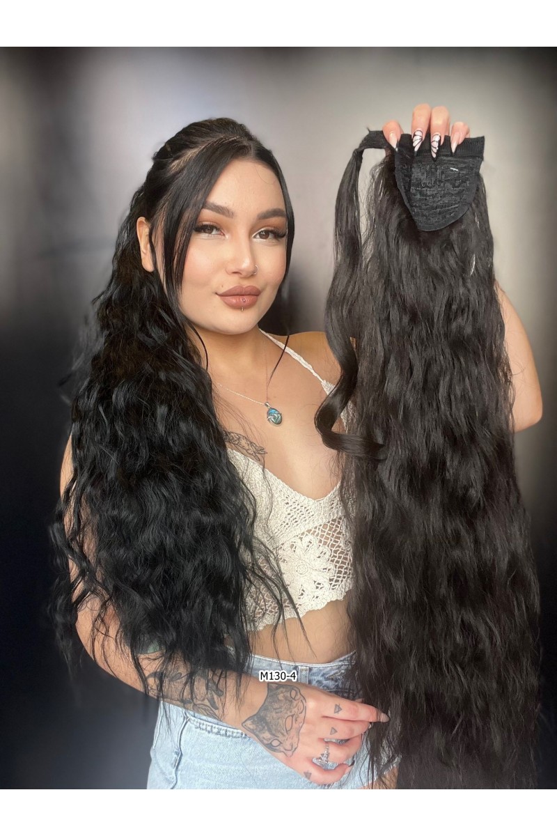 70 cm Bağlamalı Kabarık Dalgalı At Kuyruğu - Kahverengi