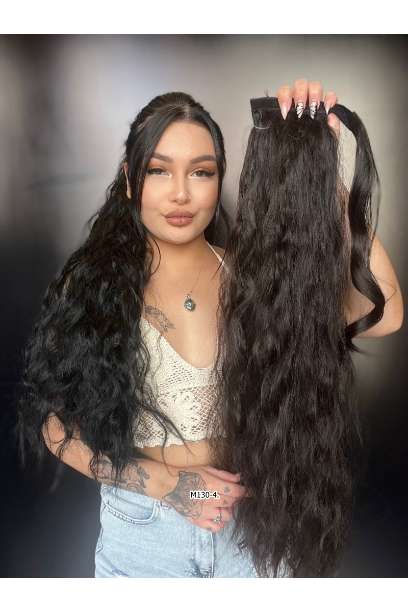 70 cm Bağlamalı Kabarık Dalgalı At Kuyruğu - Kahverengi