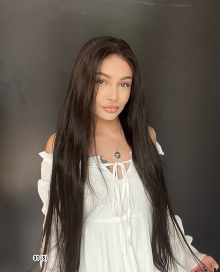 90cm ekstra uzun %100 Doğal Gerçek saç Tül Peruk Orjinal insan saçı