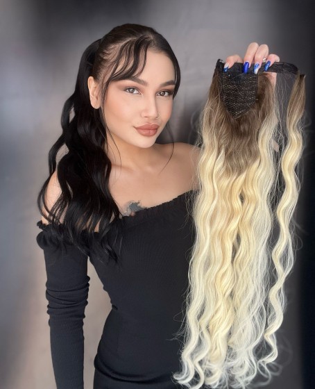 Gerçek saç Bağcıklı cırtlı boyanabilir fönlenebilir At kuyruğu Rus ombreli 16