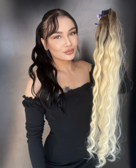 Gerçek saç Bağcıklı cırtlı boyanabilir fönlenebilir At kuyruğu Rus ombreli 16