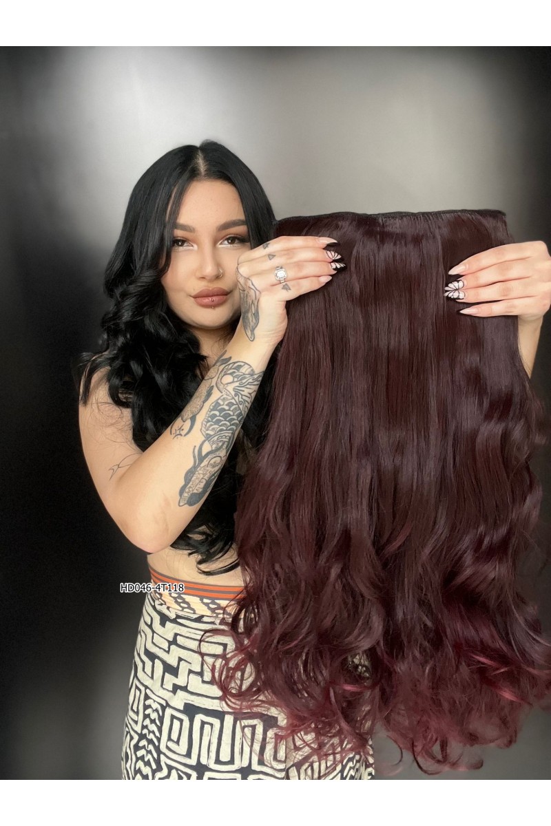 Dalgalı Yarım Ay + 2 Yan Çıt Çıt - Koyu Kızıl