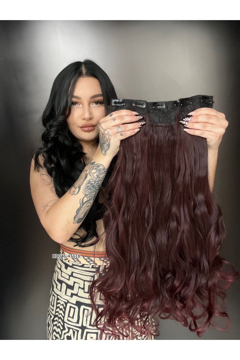 Dalgalı Yarım Ay + 2 Yan Çıt Çıt - Koyu Kızıl