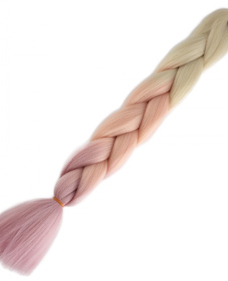 Afrika Örgülük Ombreli Sentetik Saç 100 Gr. - Platin / Soft Turuncu / Soft Lila