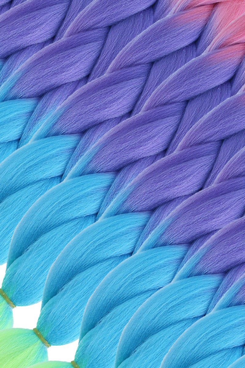 Afrika Örgülük Ombreli Sentetik Saç 100 Gr. - Pembe / Mor / Açık Mavi / Neon Sarı