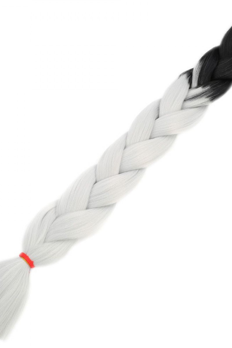 Afrika Örgülük Sentetik Ombreli Saç 100 Gr. - Siyah / Açık Gri