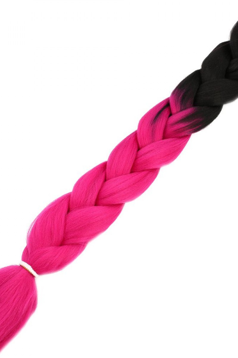 Afrika Örgülük Sentetik Ombreli Saç 100 Gr. - Siyah / Fuşya