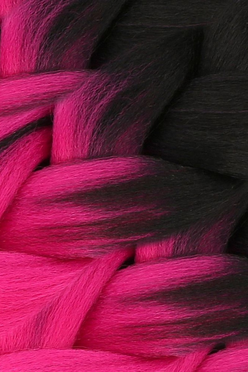Afrika Örgülük Sentetik Ombreli Saç 100 Gr. - Siyah / Fuşya
