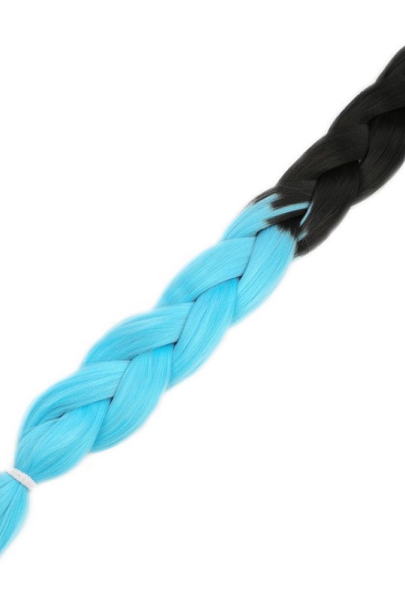 Afrika Örgülük Sentetik Ombreli Saç 100 Gr. - Siyah / Açık Mavi