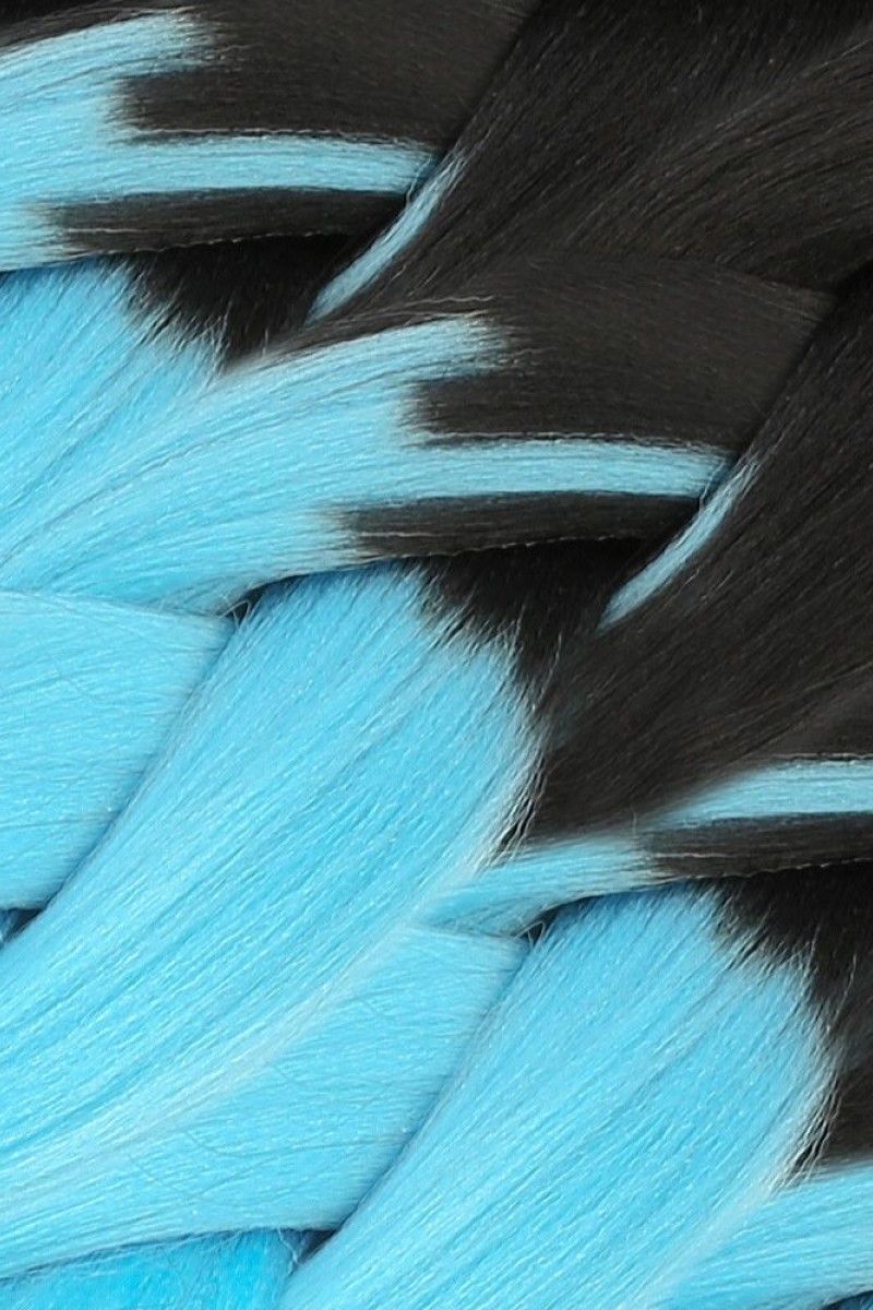Afrika Örgülük Sentetik Ombreli Saç 100 Gr. - Siyah / Açık Mavi