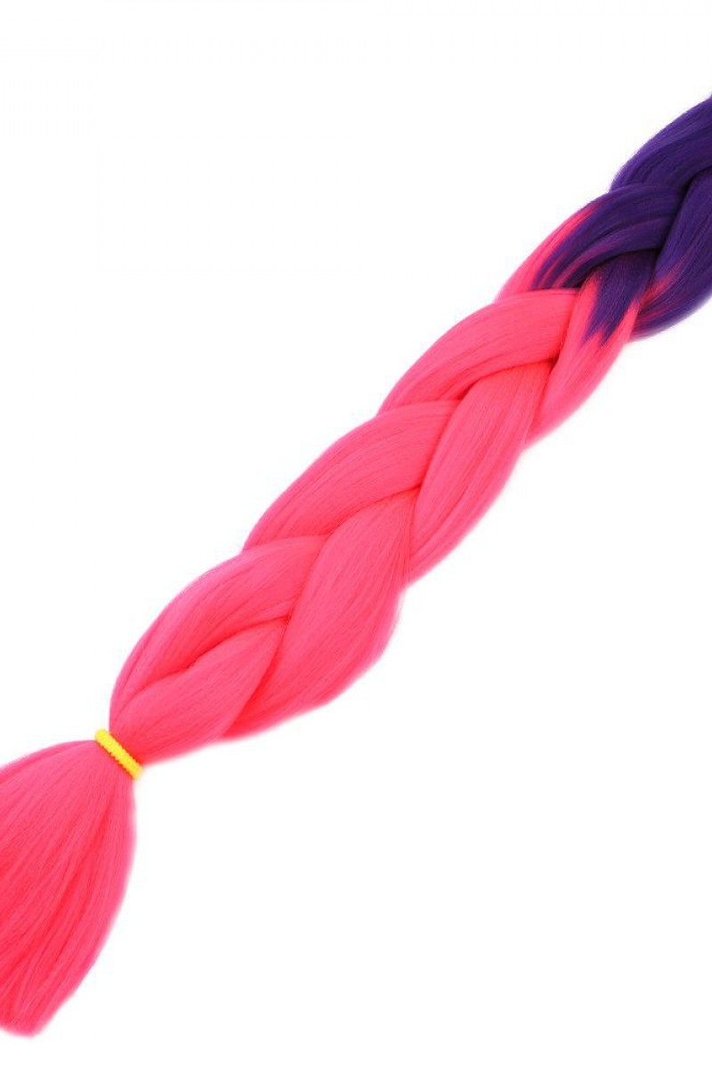 Afrika Örgülük Sentetik Ombreli Saç 100 Gr. - Mor / Neon Pembe