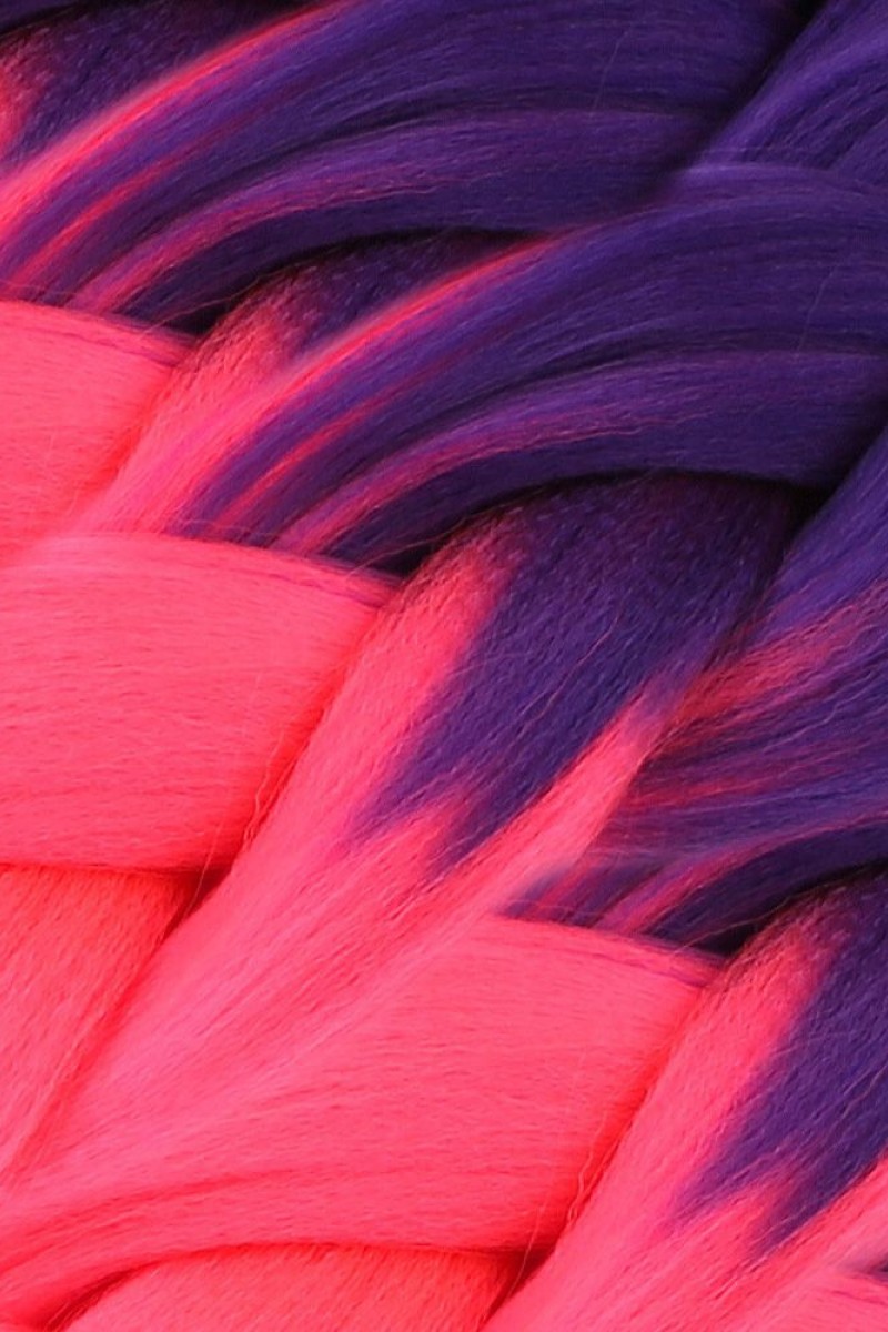 Afrika Örgülük Sentetik Ombreli Saç 100 Gr. - Mor / Neon Pembe