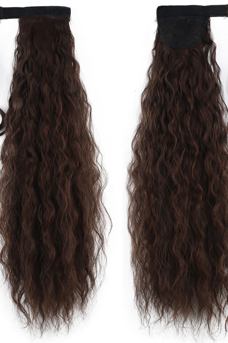 Bağlamalı Kabarık Dalgalı At Kuyruğu - Kahve Karamel