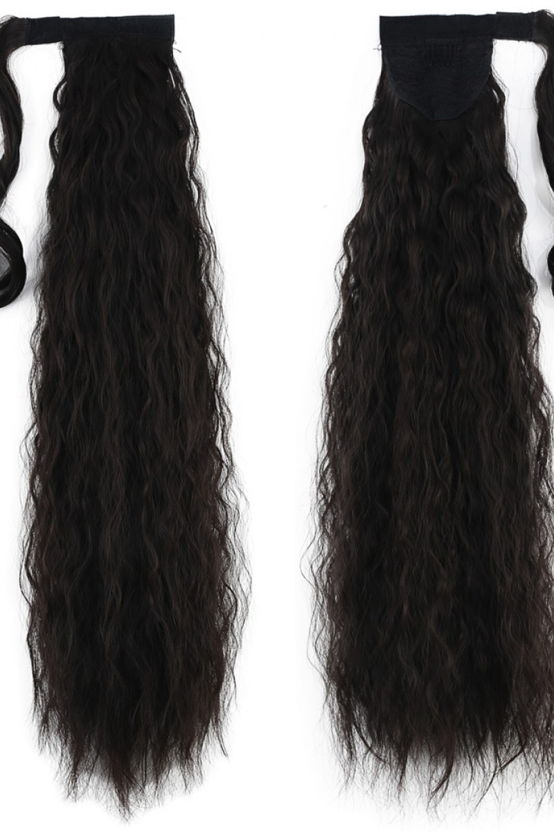 Bağlamalı Kabarık Dalgalı At Kuyruğu - Kahverengi