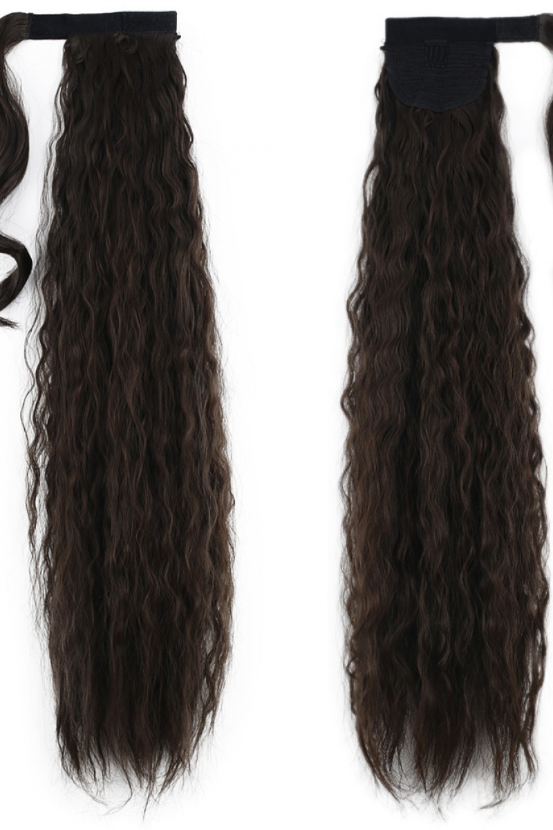 Bağlamalı Kabarık Dalgalı At Kuyruğu - Açık Kahve