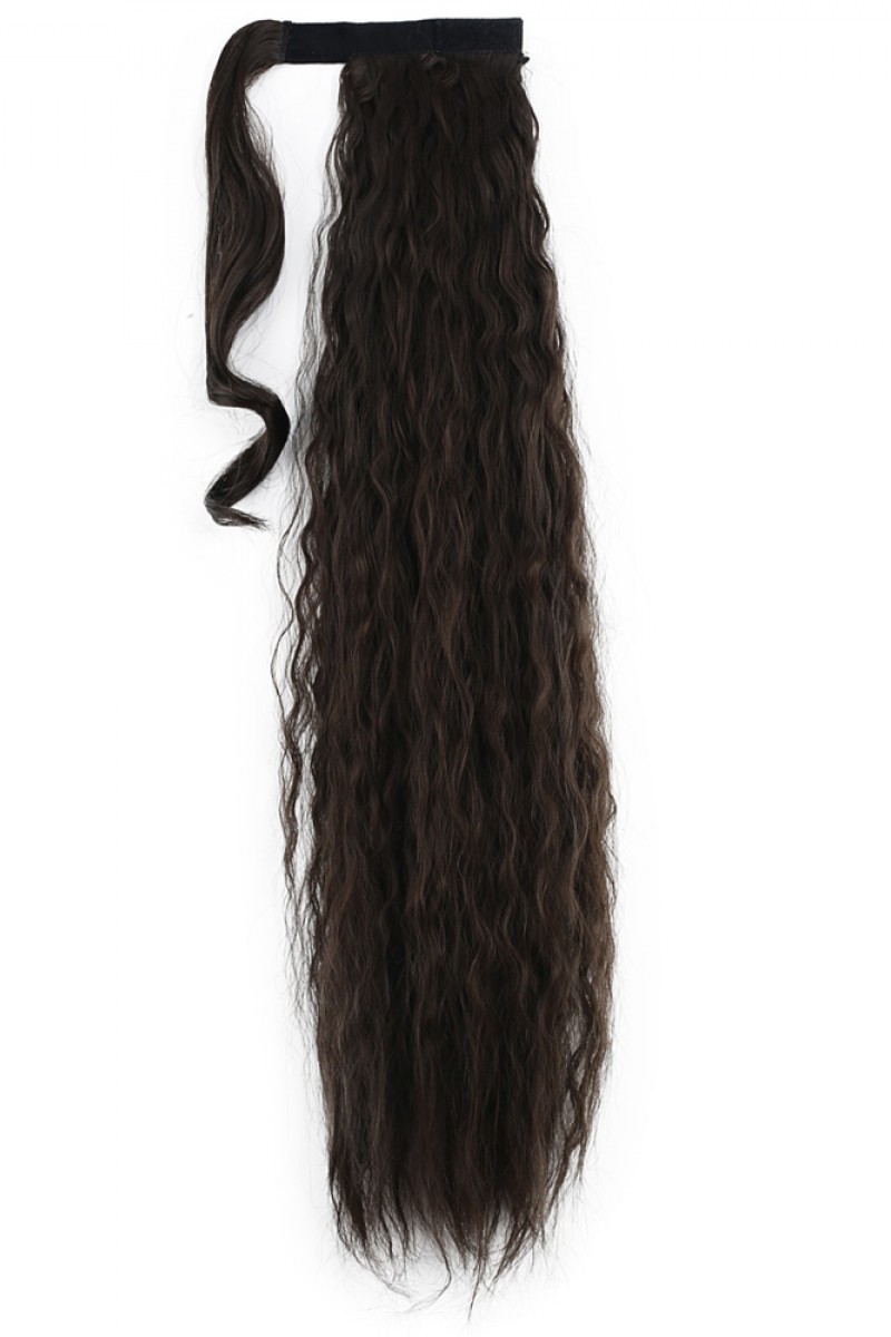 Bağlamalı Kabarık Dalgalı At Kuyruğu - Açık Kahve