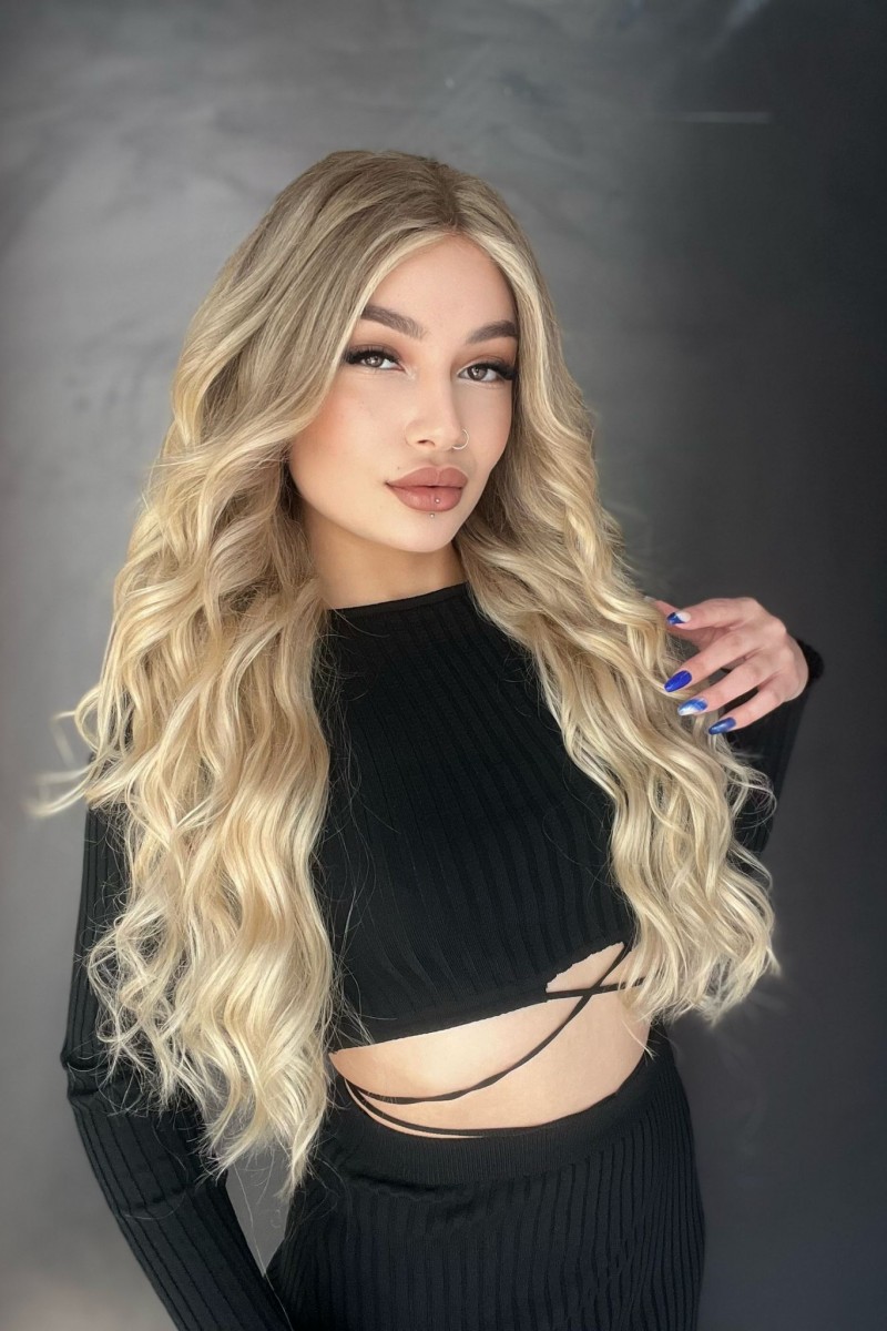 Platin Ombreli Ekstra Dolgun Gerçek Saç Tül Peruk 34