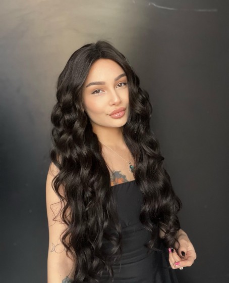 85 cm 275 gram %100 Doğal Gerçek saç Tül Peruk Orjinal insan saçı