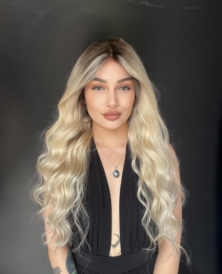 Doğal saç 70 cm Gerçek Saç Tül peruk Kişiye özel ombreli