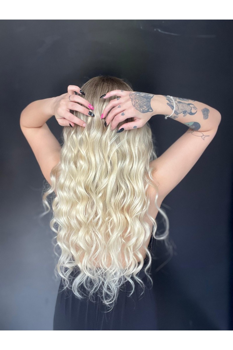 Doğal saç 60 cm Ombreli Gerçek Saç Tül peruk Kişiye özel ombreli