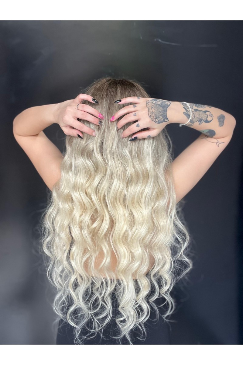 Doğal saç 65-70 cm arasında Ombreli Gerçek Saç Tül peruk Kişiye özel ombreli