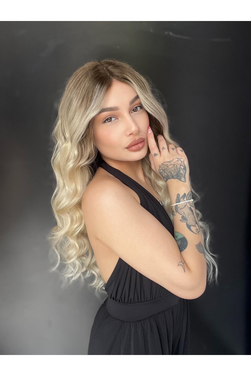 Doğal saç 60 cm Kişiye özel Gerçek Saç Tül peruk Kişiye özel ombreli