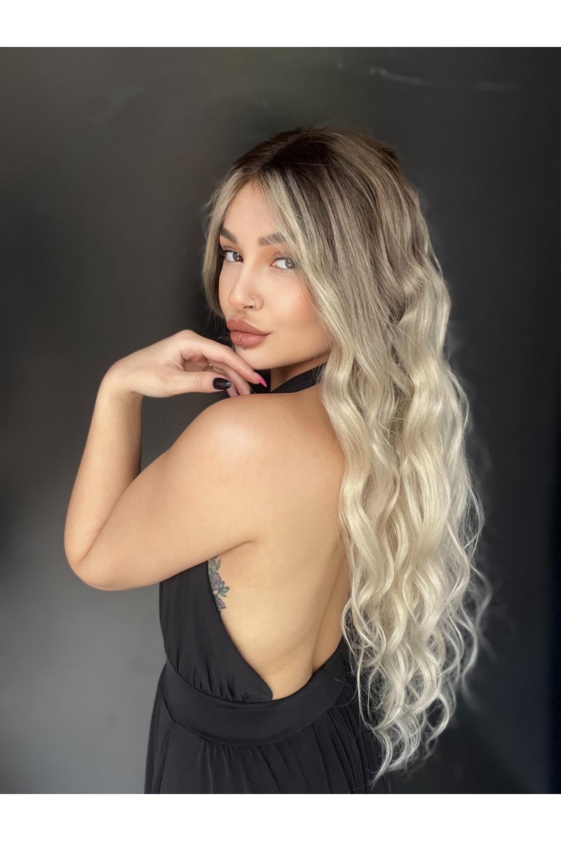 Doğal saç 70 cm özel renk Gerçek Saç Tül peruk Kişiye özel ombreli