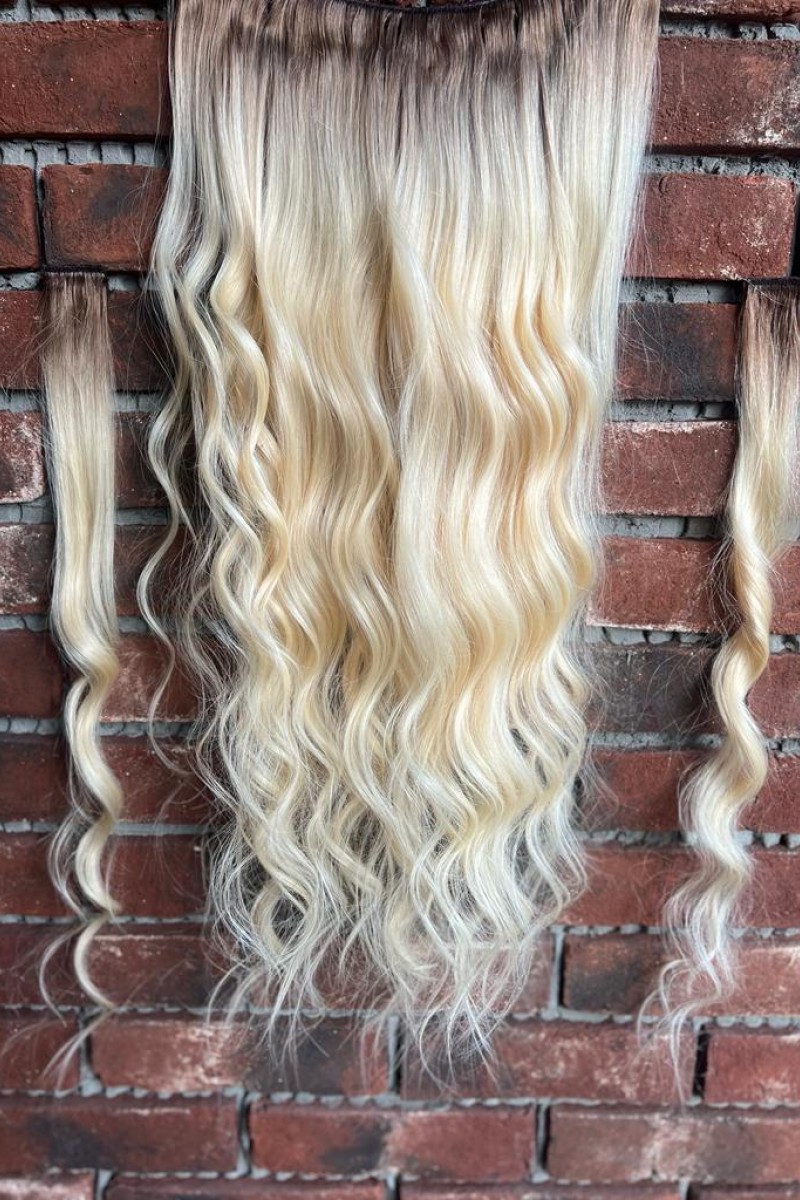 U Part Peruk yarımay çıtçıt Gerçek Saç Rus kumralı ombreli