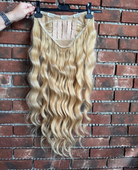 U Part Peruk yarımay çıtçıt Gerçek Saç Röfleli6