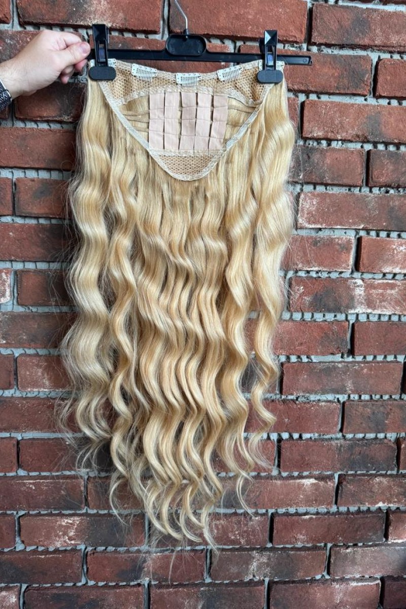 U Part Peruk yarımay çıtçıt Gerçek Saç Röfleli6